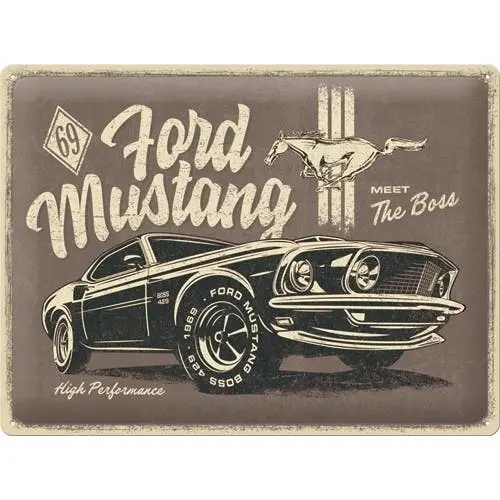 Nostalgic Art Ford Mustang Meet The Boss 30x40cm Large Metal Tin Sign Wall Decor - Home & Garden