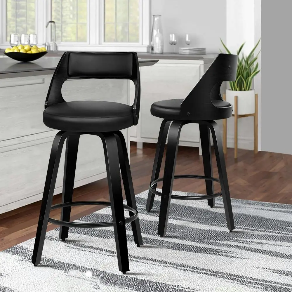 Alfordson Set of 2 Eden Elegant Modern Style Bar Stools (All Black) - Shop Dining Chairs & Bar Stools