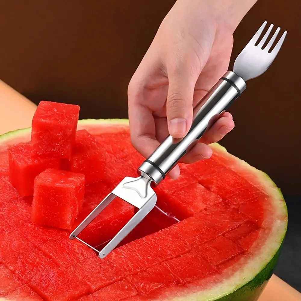 2Pcs 2 In 1 Stainless Steel Watermelon Slicer Cutter Perfect Watermelon Cutting - Home & Garden