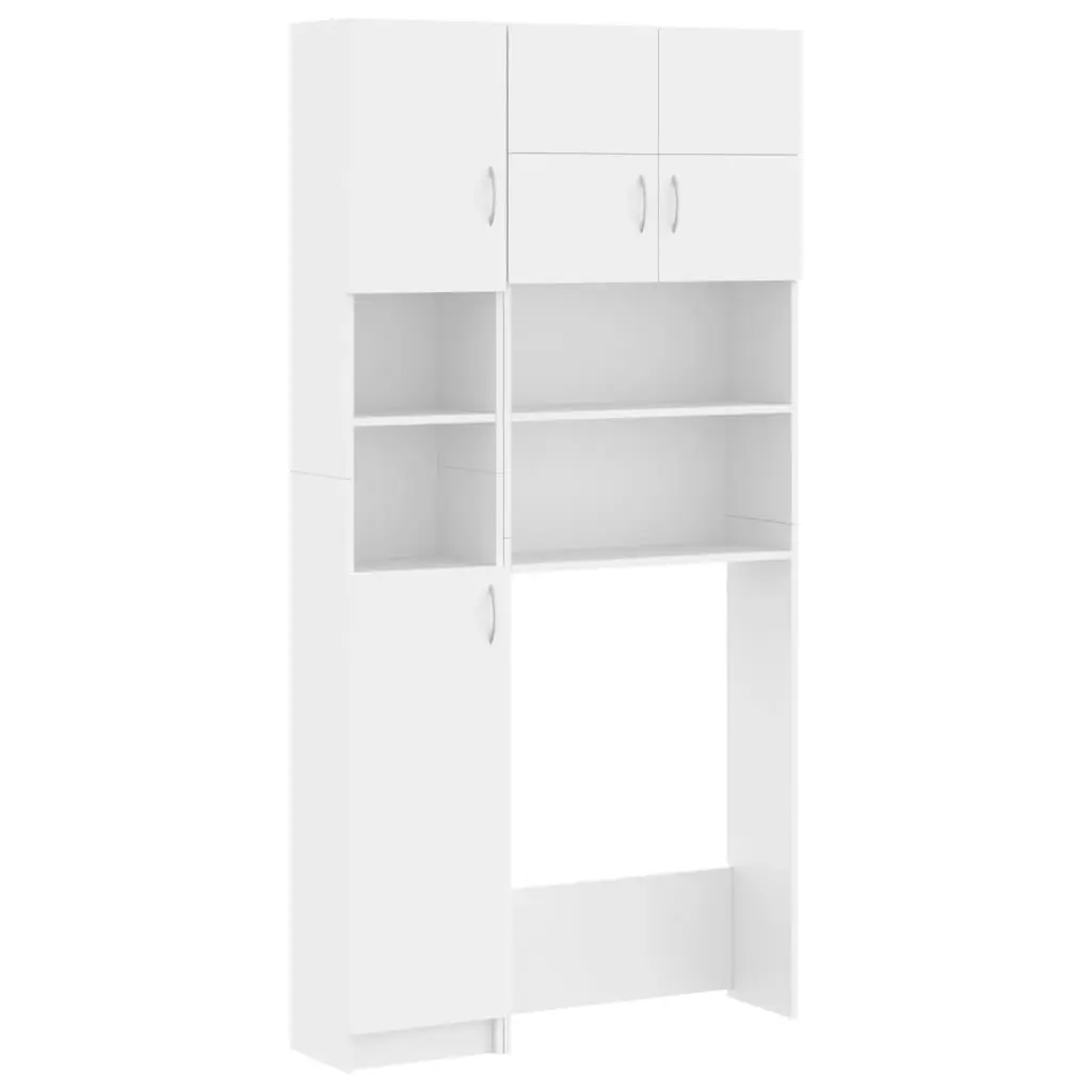 Washing Machine Cabinet Set White Engineered Wood 3055636 - Home & Garden