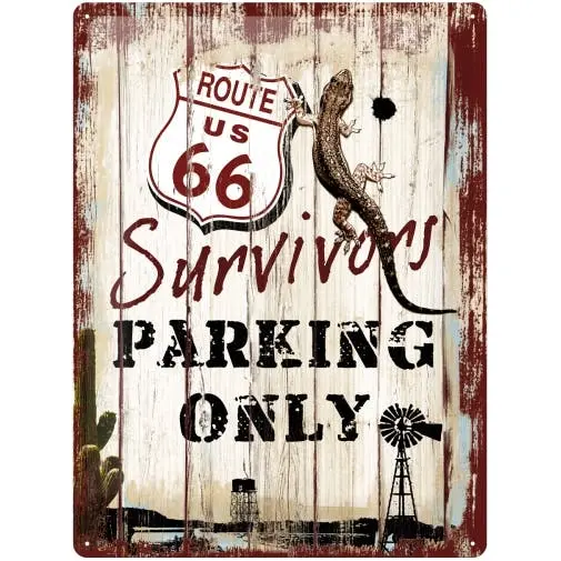 Nostalgic Art Survivors Parking 30x40cm Large Metal Tin Sign Wall Hanging Decor - Home & Garden