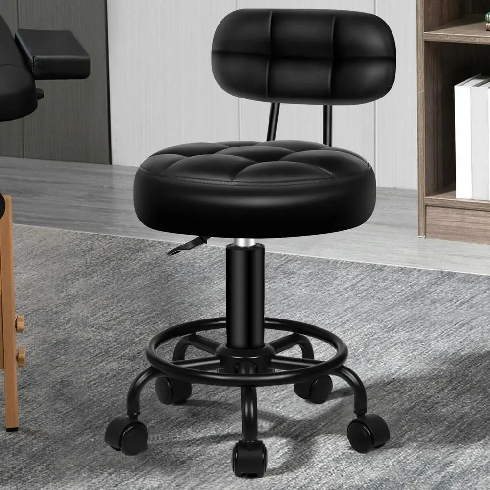 Alfordson Salon Stool Backrest Swivel Barber Hair Dress Chair Riley All Black - Commercial