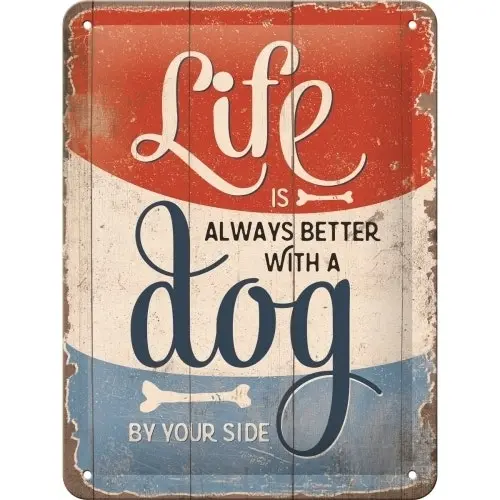 Nostalgic Art 15x20cm Small Wall Hanging Metal Sign Life is Better with a Dog - Home & Garden
