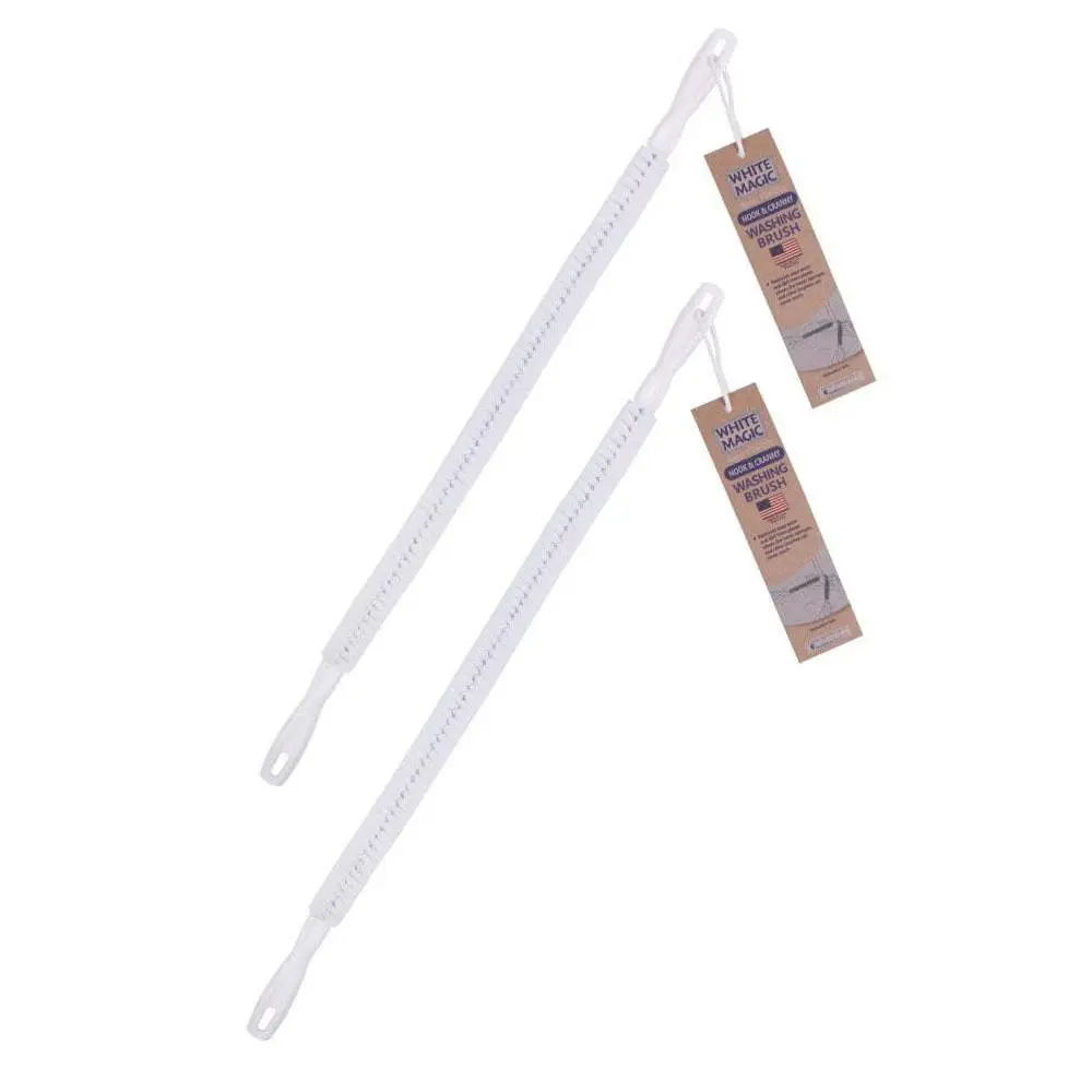2x White Magic 63cm Nook & Cranny Washing Brush Bathroom/Kitchen Cleaner White - Home & Garden