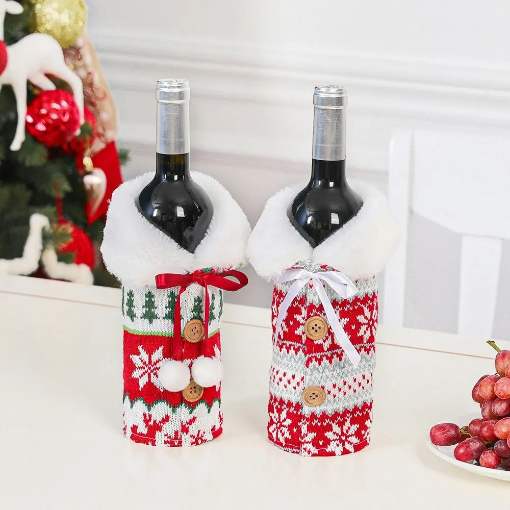 2 Pcs Christmas Sweater Wine Bottle Cover Christmas Decorations Party Supplies - Up to 60% Off Christmas Decoration Specials