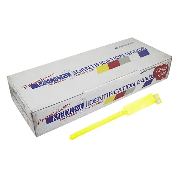 Livingstone Premium Personal Identification ID Bands Pedia with Name Card Yellow 250 Box - Commercial