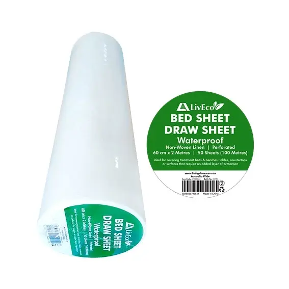 Liv Eco Draw Sheet or Bed Sheet 60cm x 100m Nonwoven Linen Feel 50 Roll - Commercial