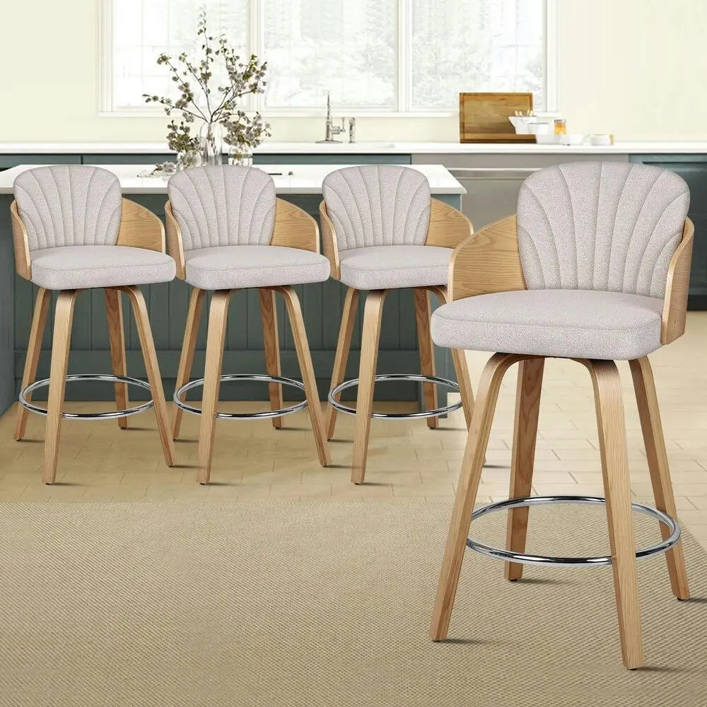 Alfordson 4x Swivel Bar Stools Alice Kitchen Wooden Dining Chair Grey - Shop Dining Chairs & Bar Stools