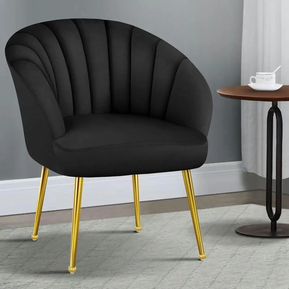 Alfordson Armchair Lounge Accent Chair Velvet Black - Over 40% off Living Room Furniture
