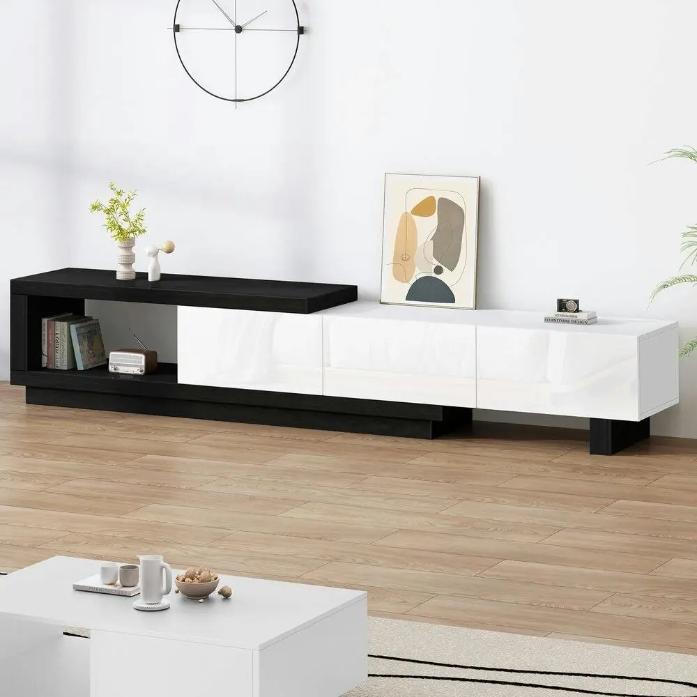 Alfordson 190-280cm Extendable Entertainment Unit TV Cabinet Stand Storage Shelf