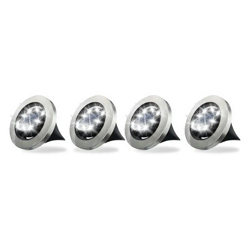 4pc Bell+Howell Swivel Disk Stainless Steel Solar/LED Adjustable Lights w/Stakes - Home & Garden