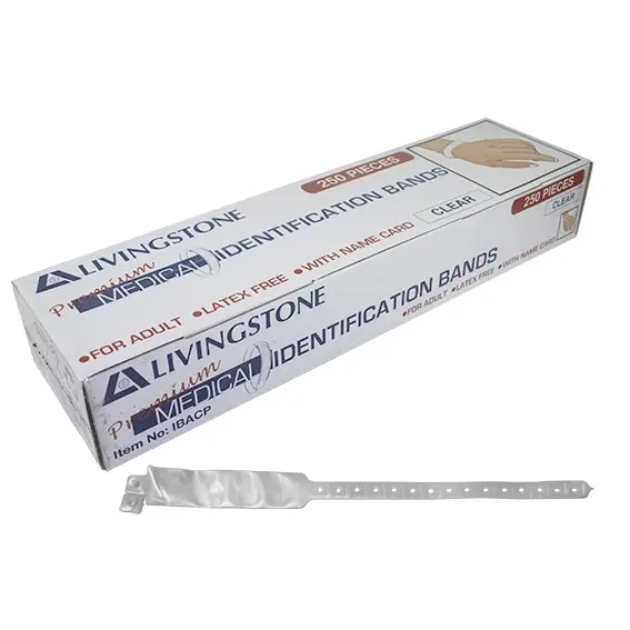 Livingstone Premium Personal Identification ID Bands Adult with Name Card Clear 250 Box - Commercial