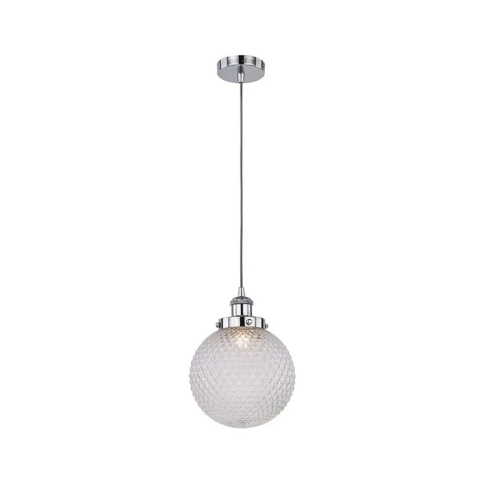 Carly Modern Glass Shade Pendant Lamp Light Large Chrome / Clear - Home & Garden
