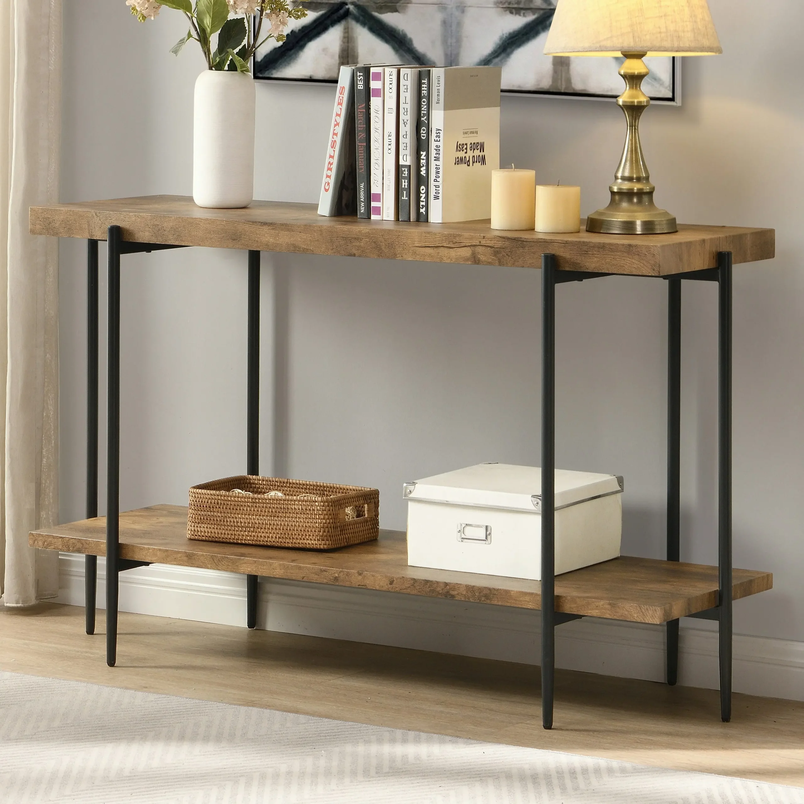 IHOMDEC Extra Long Console Sofa Table 135cmW Dark Brown - Furniture