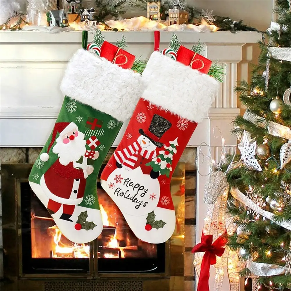2 Packs Christmas Socks Ornaments Christmas Candy Stockings for Xmas Party Deco - Home & Garden