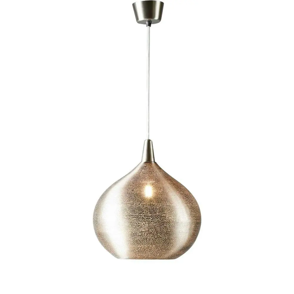 Belle Amstel Brass Ceiling Pendant Light Hanging Room Lamp Large 37cm Silver - Home & Garden