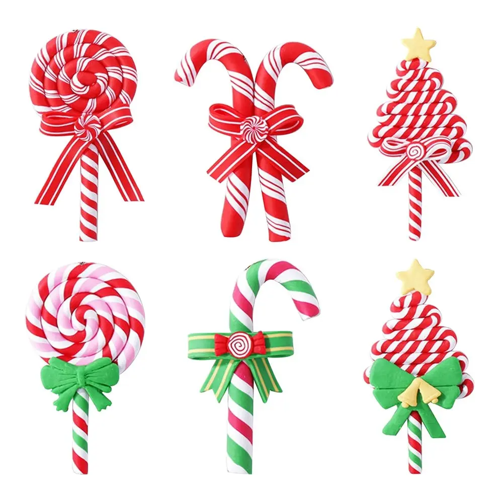 6Pcs Christmas Candy Ornaments Lollipop Ornament Candy Cane Hanging Decor - Home & Garden