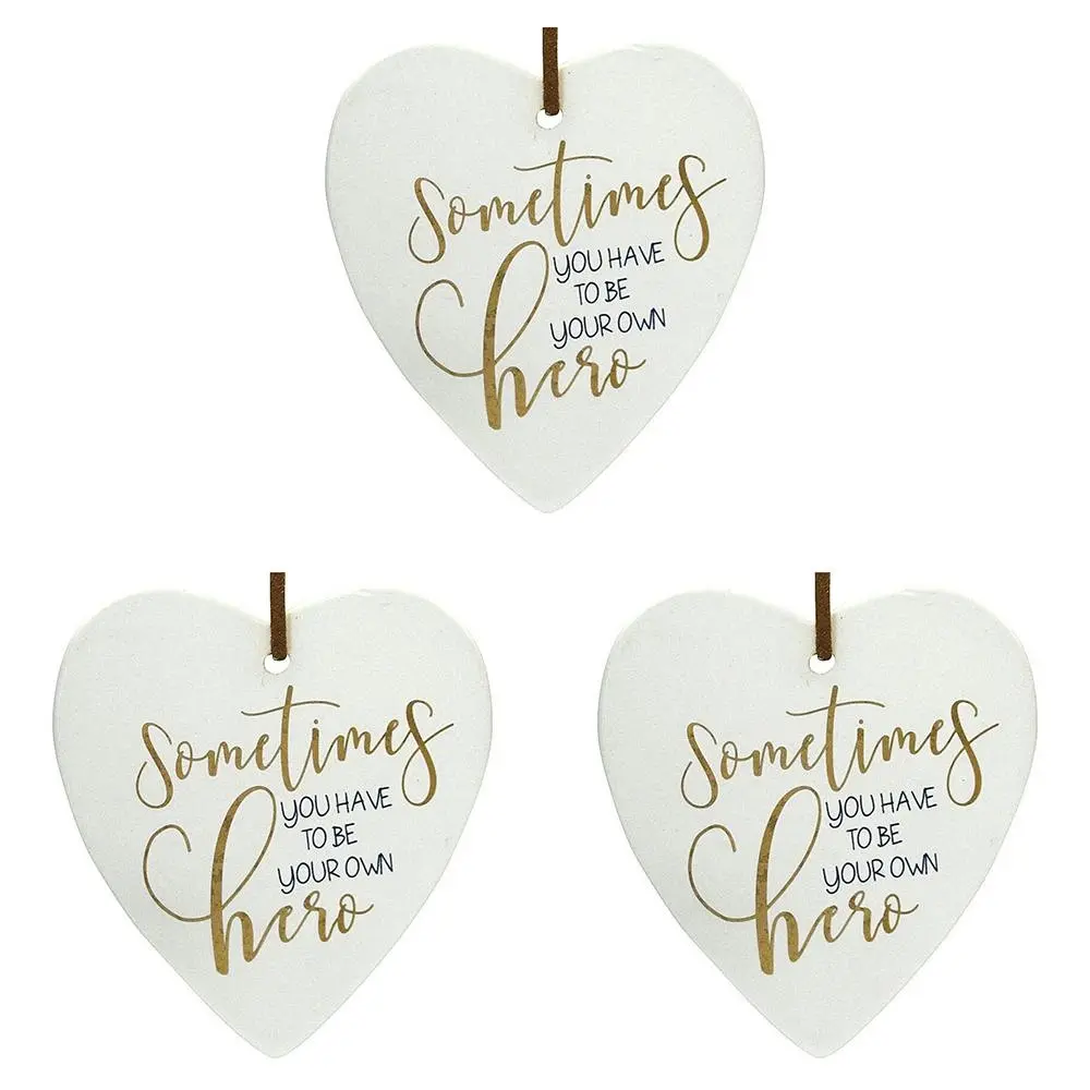 3x Ceramic Hanging 8x9cm Heart Hero Tag w/Hanger Ornament Home/Office Room Decor - Home & Garden