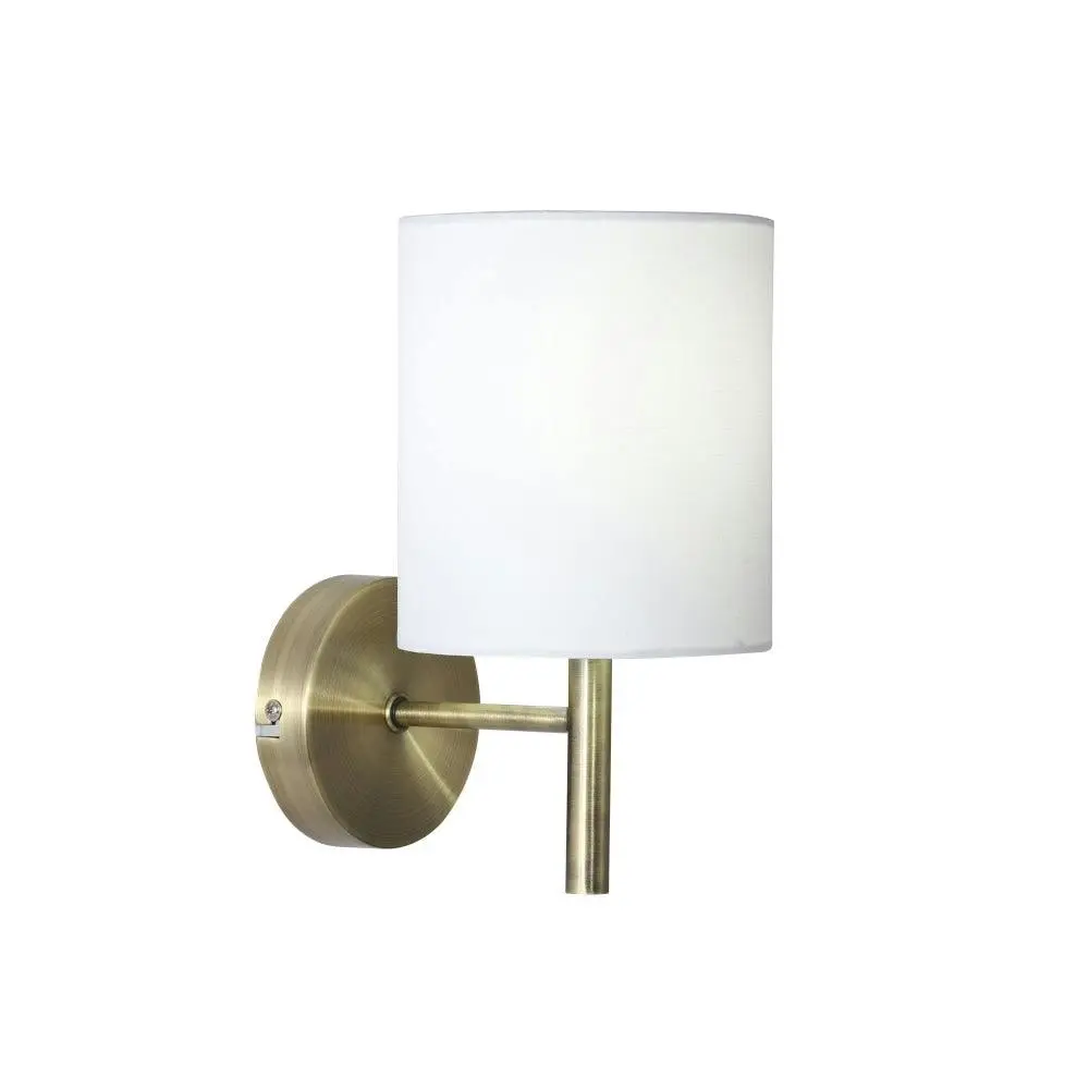 Emily Modern Linen Shade Metal Fixture Wall Lamp Light Antique Brass / White - Home & Garden