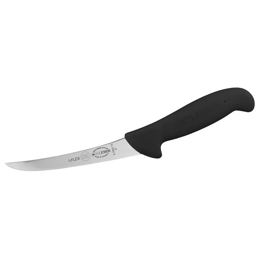 F DICK Ergogrip Curved Flexible 6" / 15cm Boning Knife 8298115 - Black
