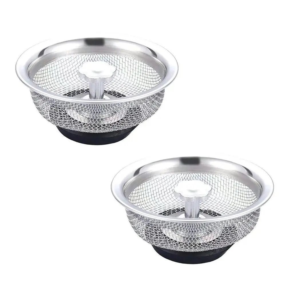 2Pcs Stainless Steel Kitchen Sink Strainer Stopper Waste Plug Sink Filter - Home & Garden