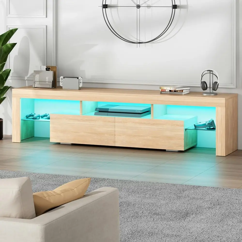 Alfordson Entertainment Unit 160cm LED Oak - Furniture