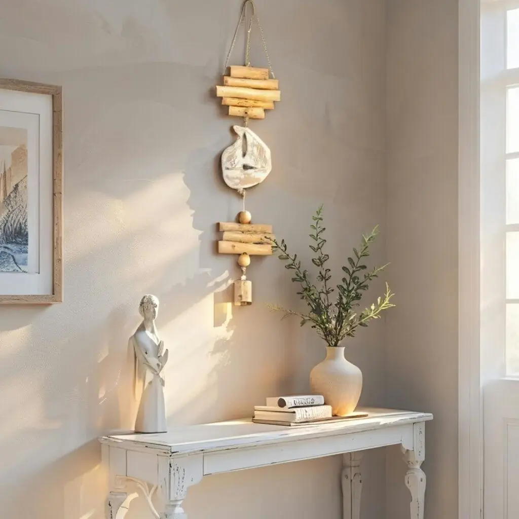 Willow & Silk Handmade 52cm Wooden Hanging Sailboat w/ Bell Decor - Home & Garden