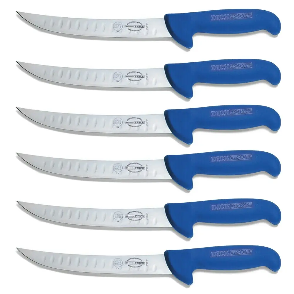 F DICK ErgoGrip 8" / 21cm Butchers Knife W/ Kullen Edge 8242521K | Set of 6 - Home & Garden