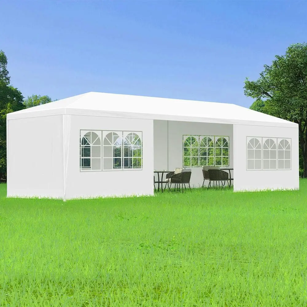 Alfordson Gazebo Marquee 3x9 Outdoor Party Tent Camping Portable Side Wall White - Home & Garden