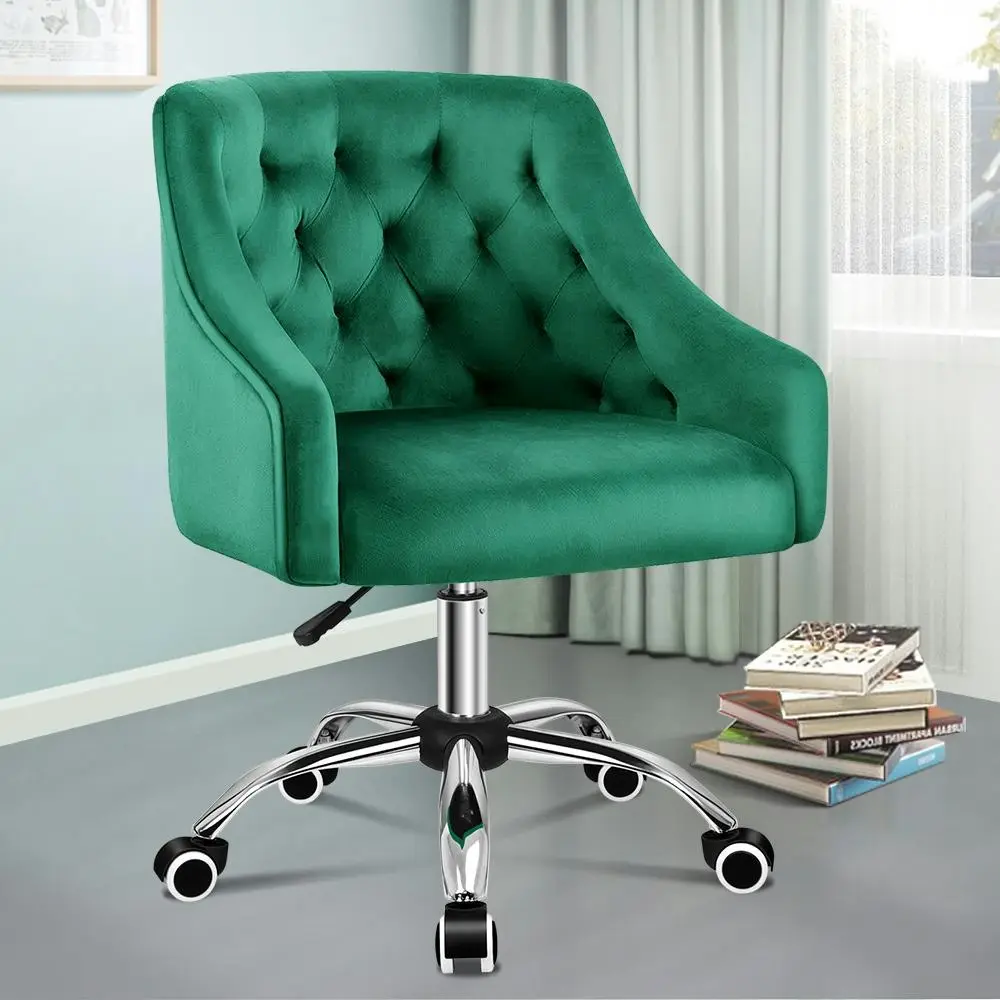 Alfordson Velvet Office Chair for Work Mid Back Jade - Furniture