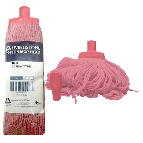 Livingstone Cotton Mop Head 350g 22mm Screw Type Red - Commercial