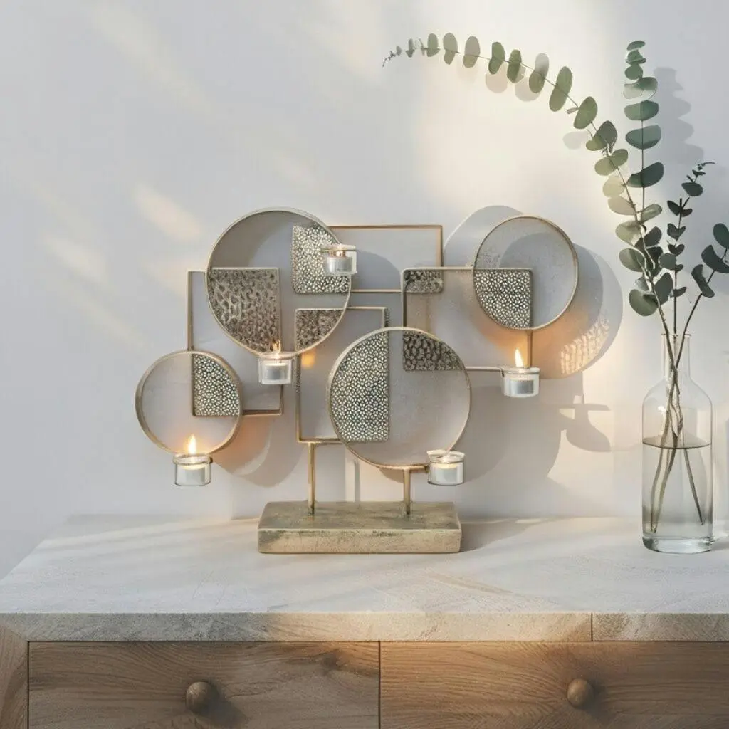 Willow & Silk Abstract Hives Statement 5 Candle Holder - Home & Garden