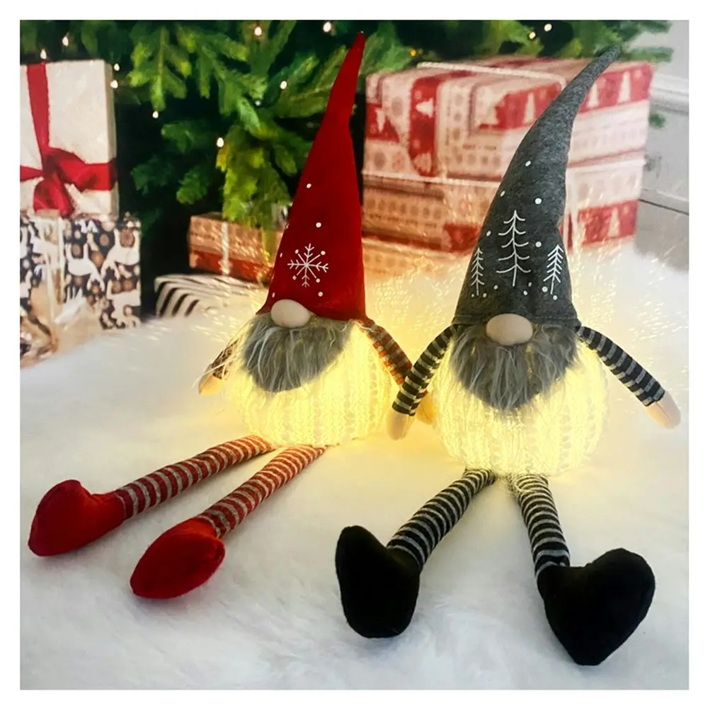 2Pcs Christmas Luminous Long Legs Faceless Doll Rudolph Party Christmas Decora - Home & Garden