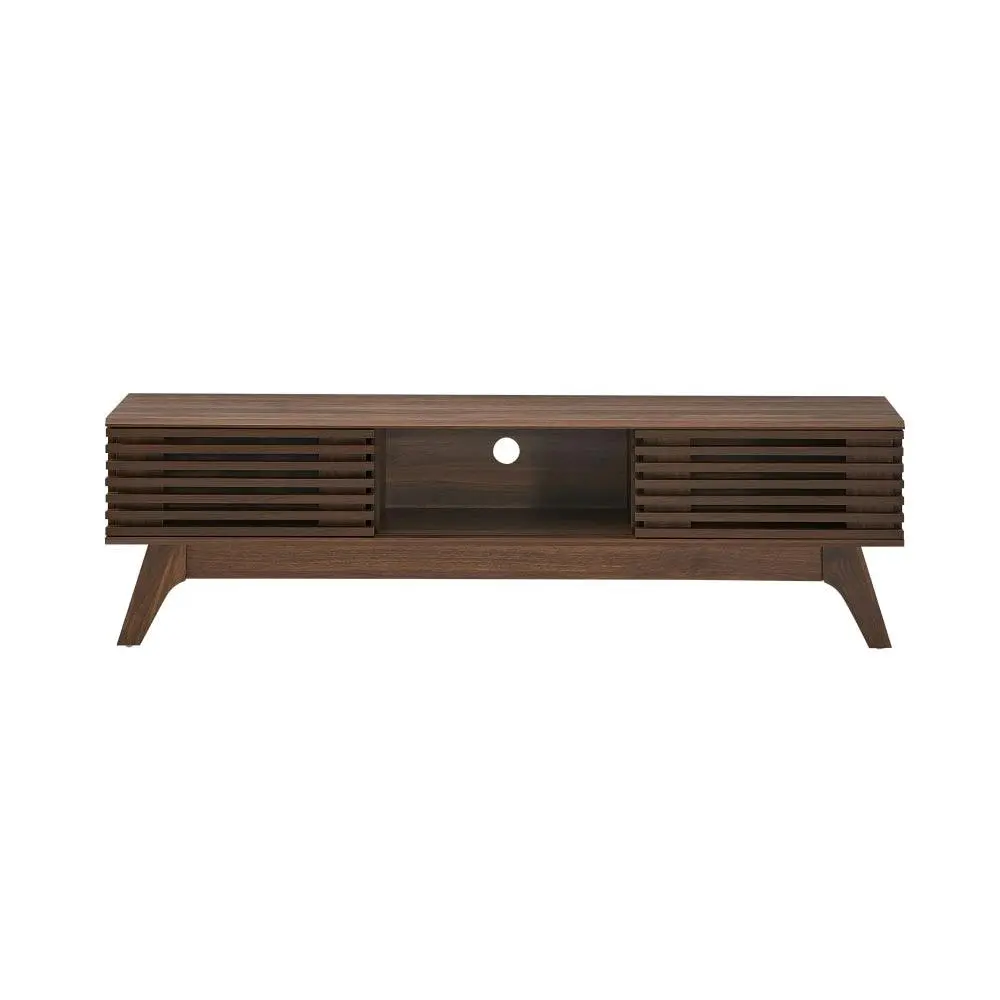 Design Square Camille Wooden Lowline Entertainment Unit TV Stand 150cm - Walnut