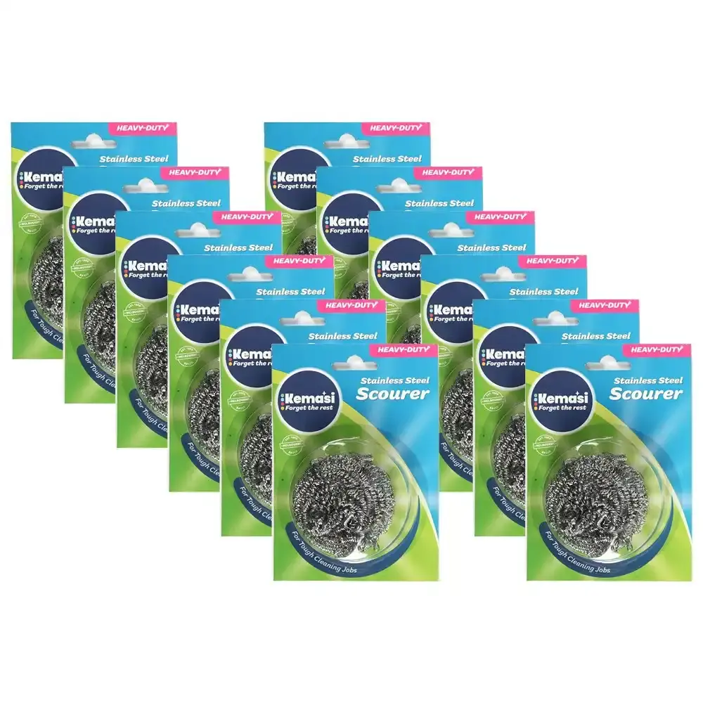 12x kemasi Multipurpose Stainless Steel Scourer Kitchen Dishwashing Cleaning - Home & Garden
