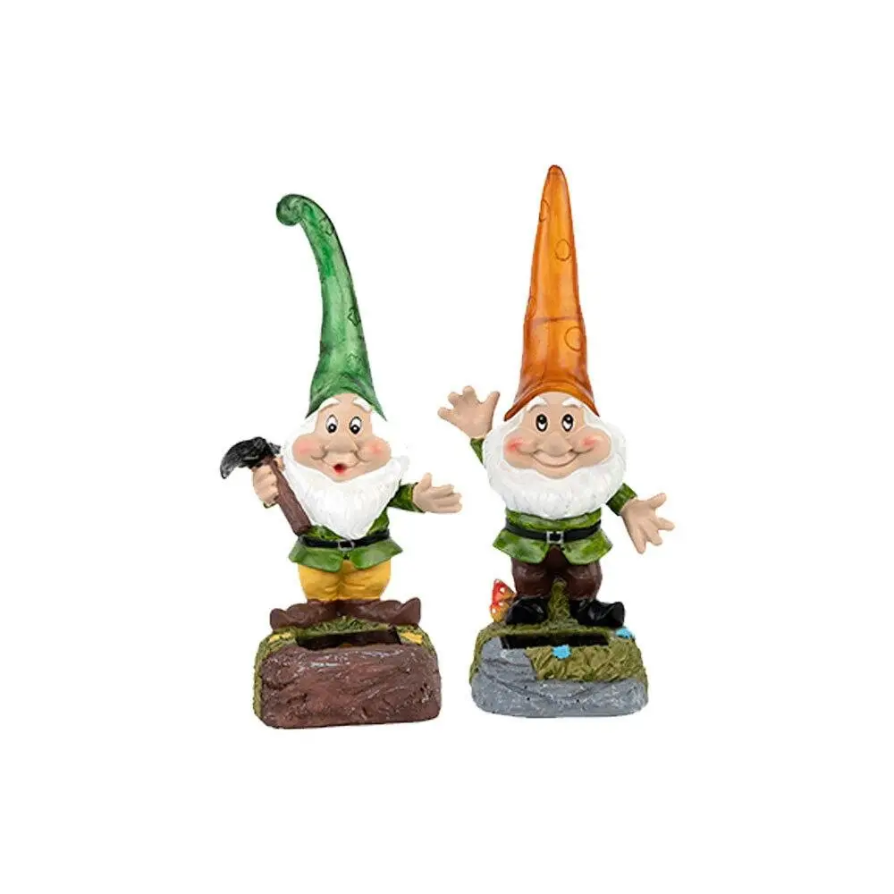 2PK Licht Solar Powered Gnome Decorative Outdoor Garden Light Warm White 28cm - Home & Garden