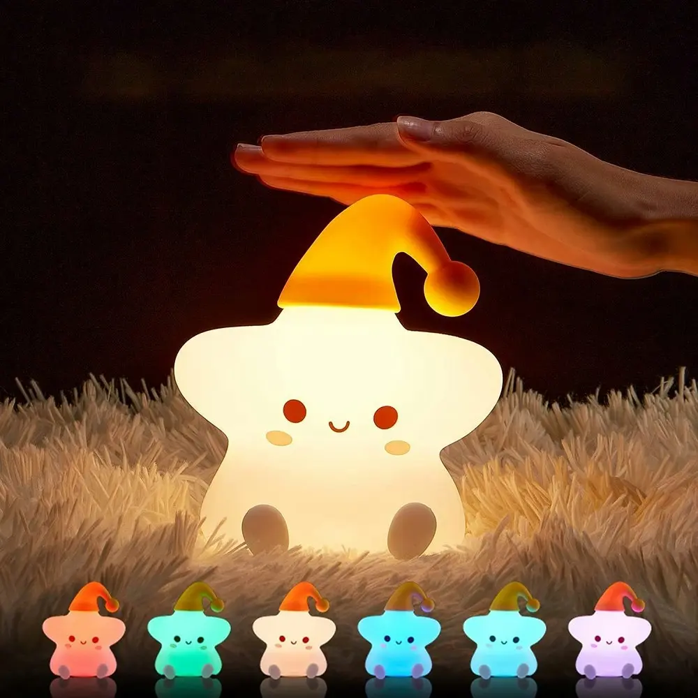 Cute Stars Night Light Colorful Silicone Night Light for Baby Room Decor - Home & Garden