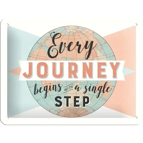 Nostalgic Art 15x20cm Small Wall Hanging Metal Sign Every Journey Begins Decor - Home & Garden