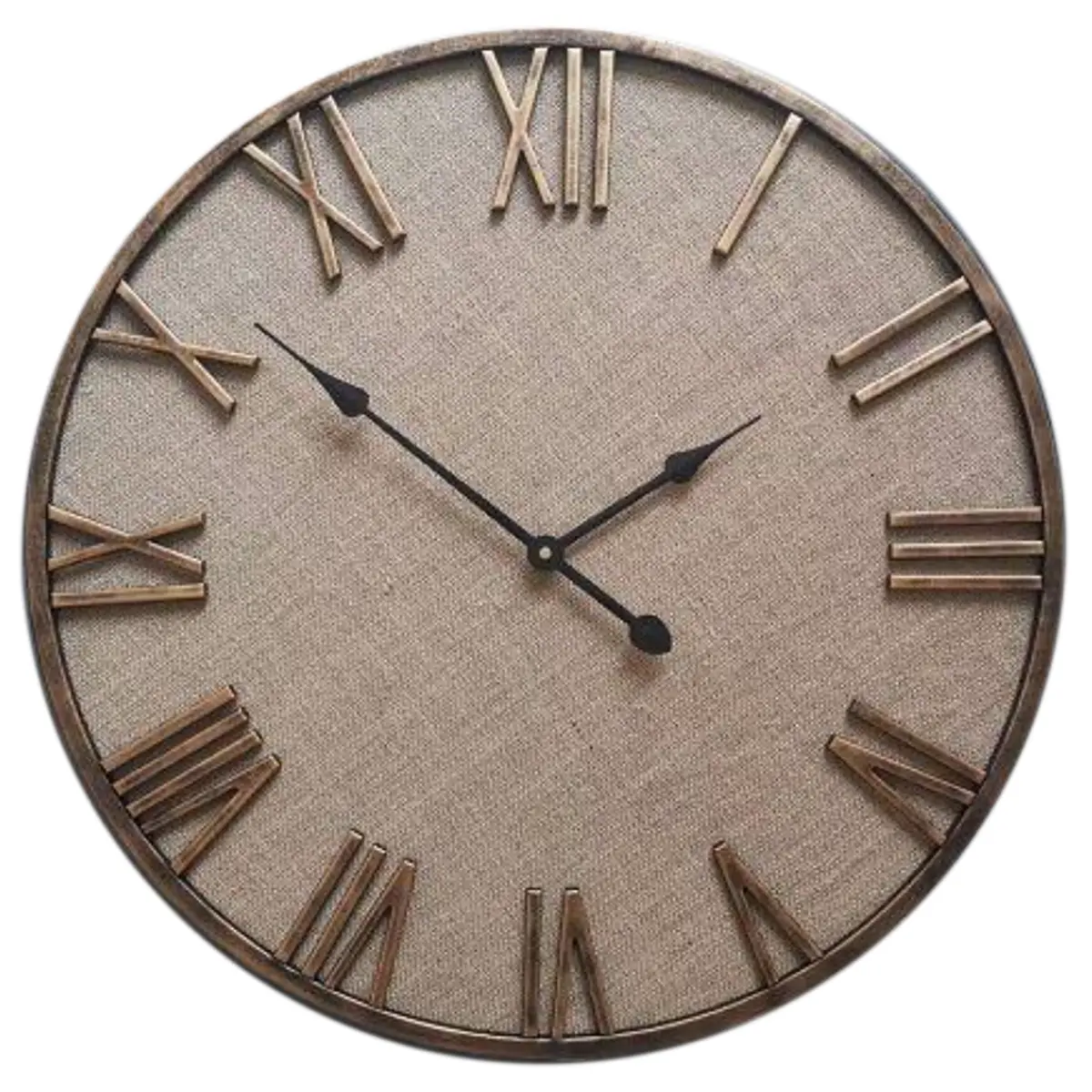Salesbay 60cm Silent Wall Clock Linen Roman Numeral Vintage Farmhouse Home Decor - Home & Garden