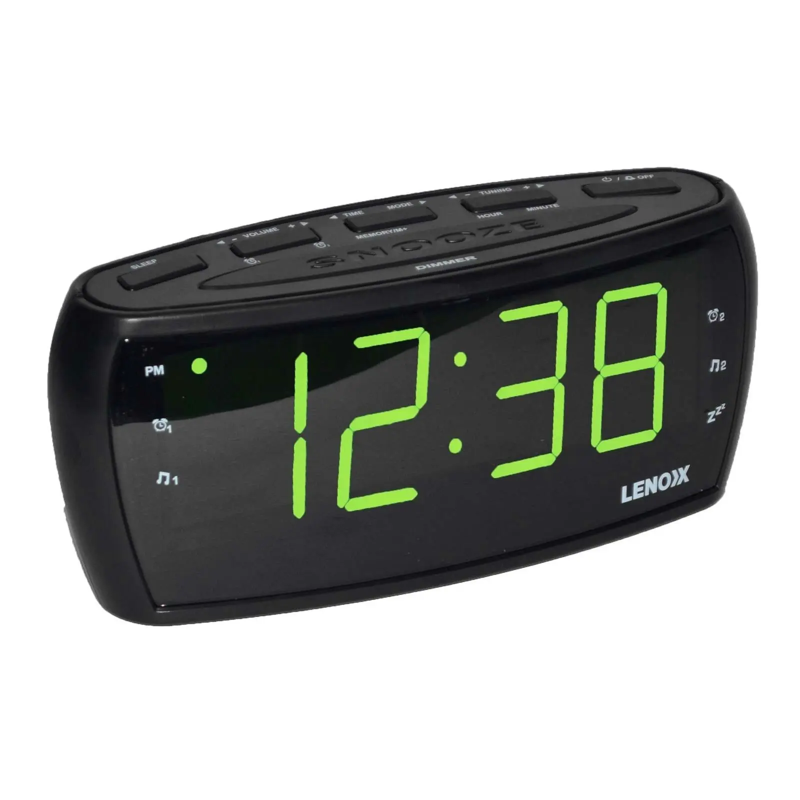Large Number Alarm Clock & AM/FM Radio, Bold Green LED Time Screen - Home & Garden
