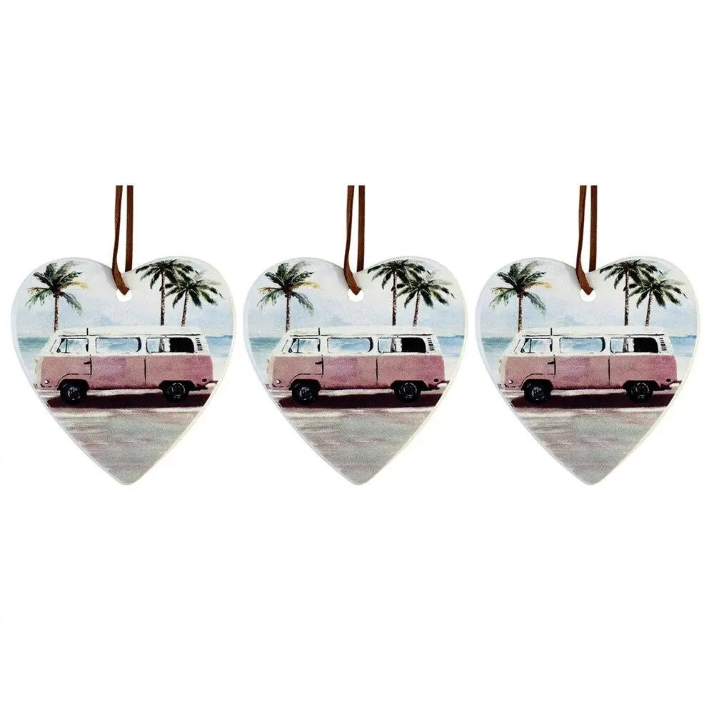 3x Ceramic Hanging 8x9cm Heart Combi Ornament w/ Hanger Home/Office Room Decor - Home & Garden