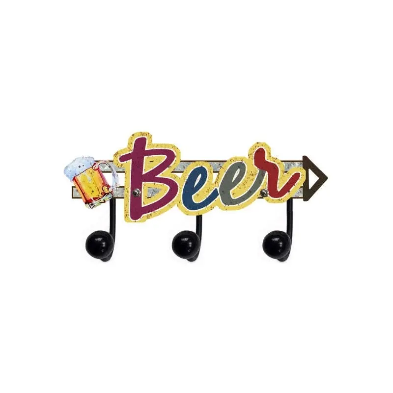 Men's Republic Retro Bar/Man Cave Vintage Style Sign with Hook Beer 40x19cm - Home & Garden