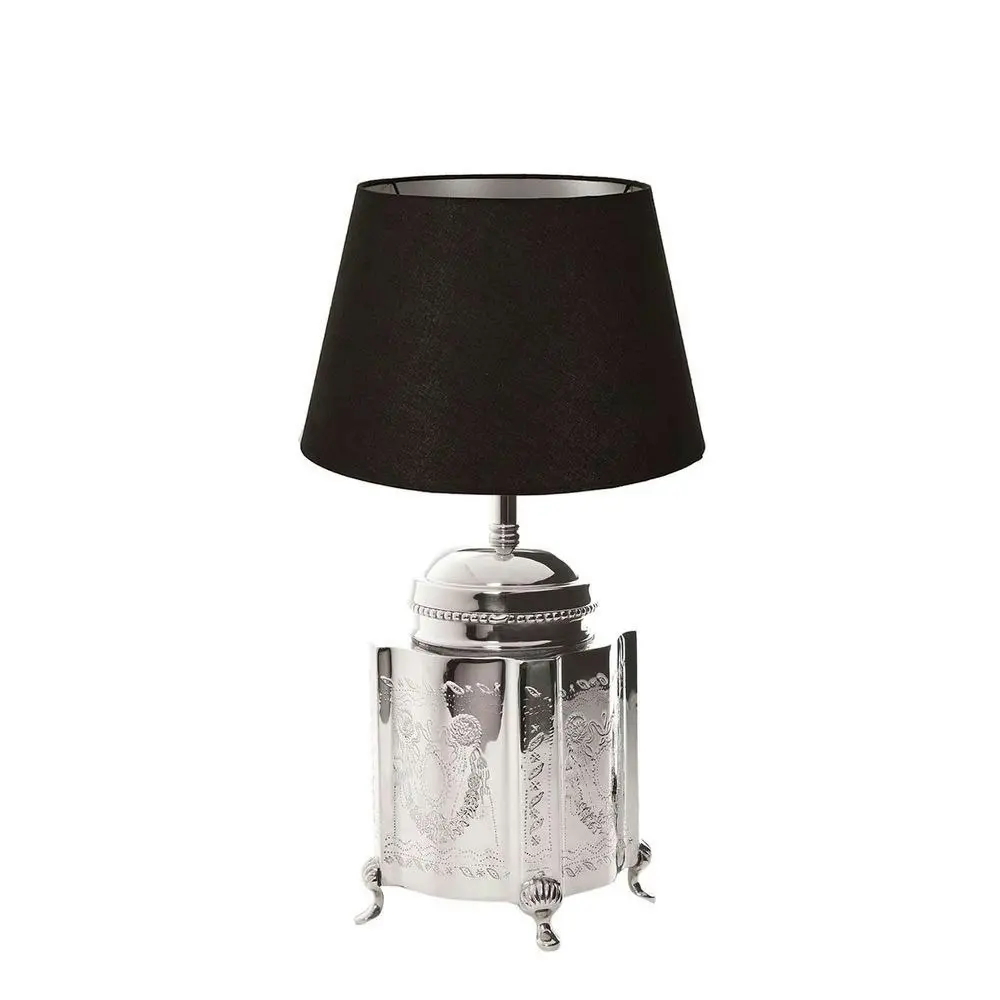 Belle Kensington Aluminium Table Lamp Base 30cm Small Bedside Light Shiny Nickel - Home & Garden