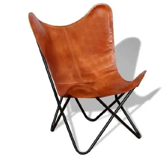 Ava Leather Butterfly Chair BROWN - Furniture