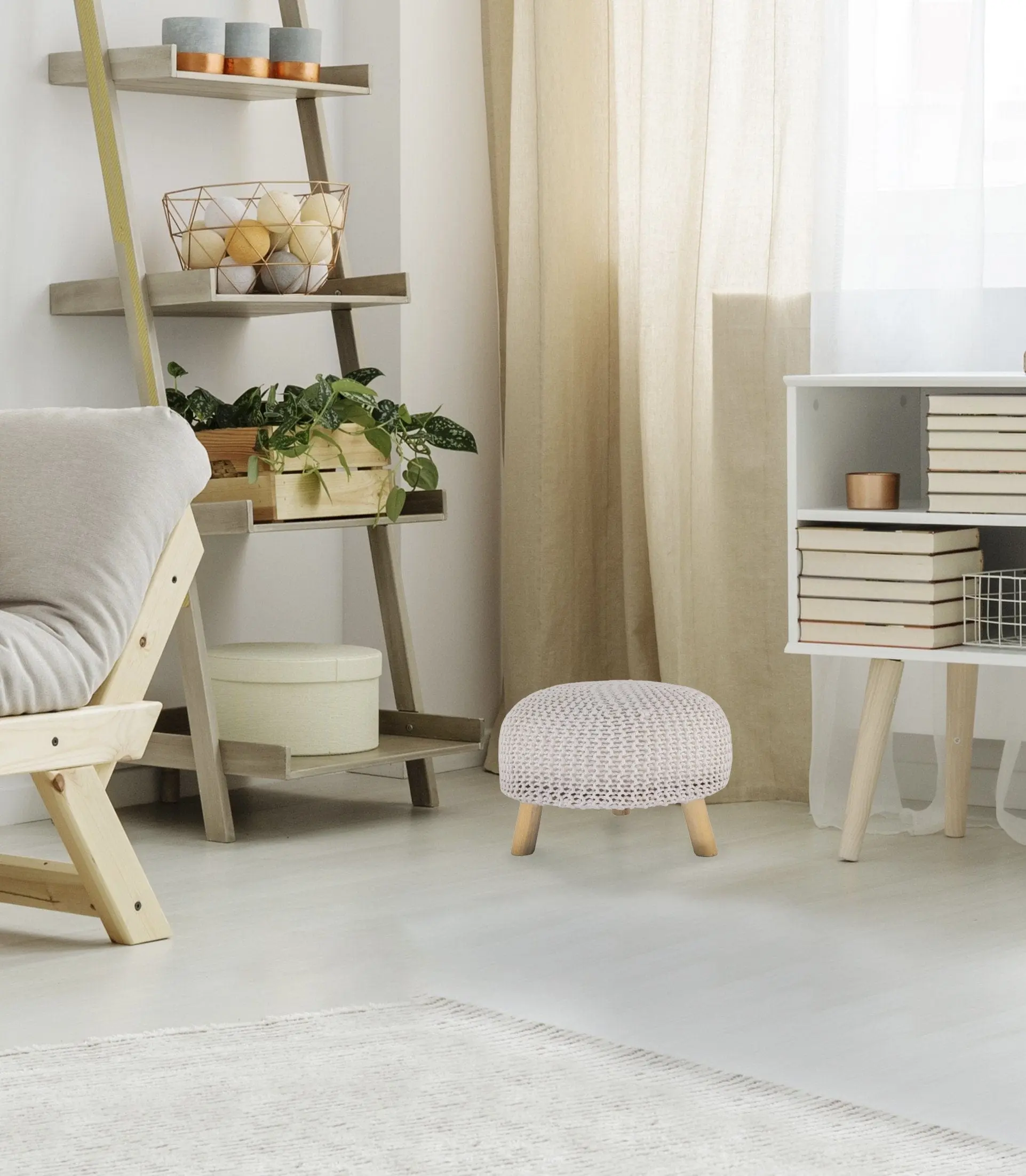 Ava Stool IVORY 20''x14'' - Furniture