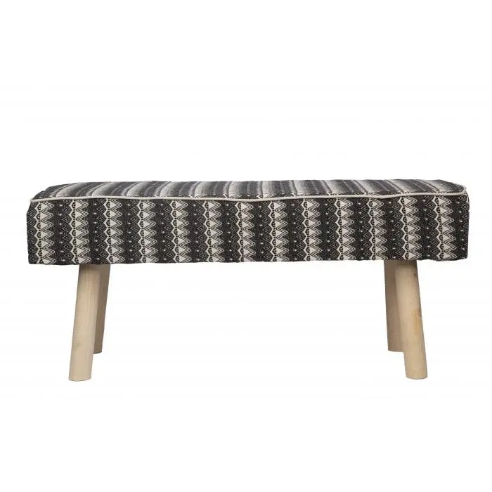 Ava Upholstered Bench Set WHT/BLK - Furniture