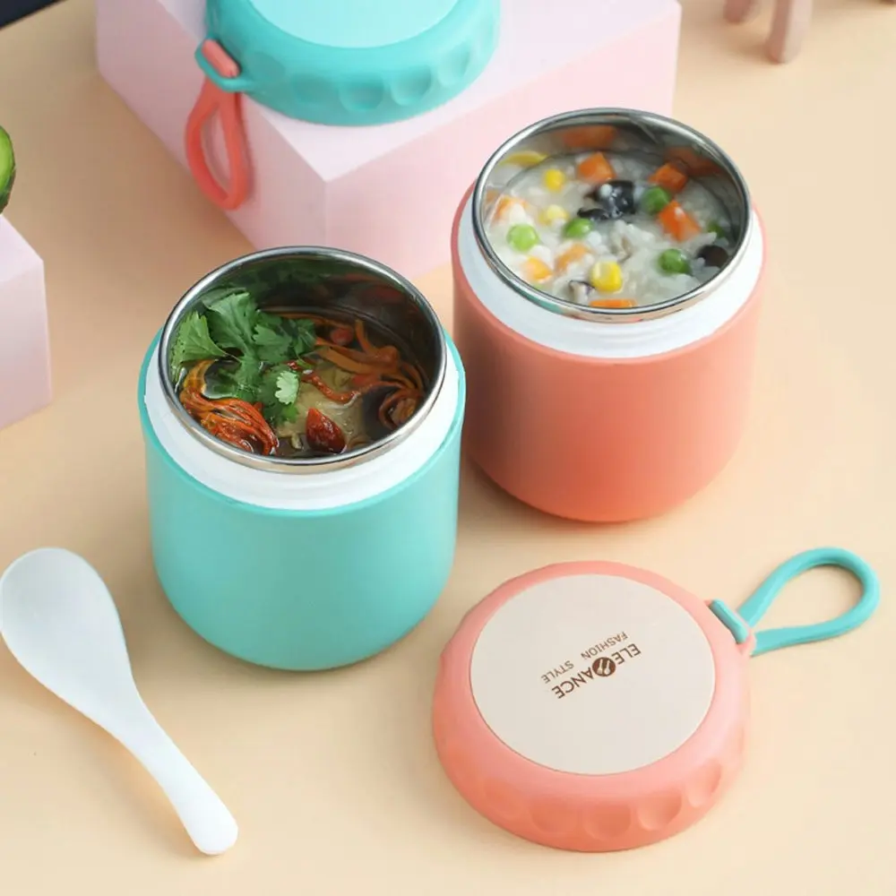 2Pcs Stainless Steel Breakfast Mug Portable Insulation Lunch Box Container - Home & Garden