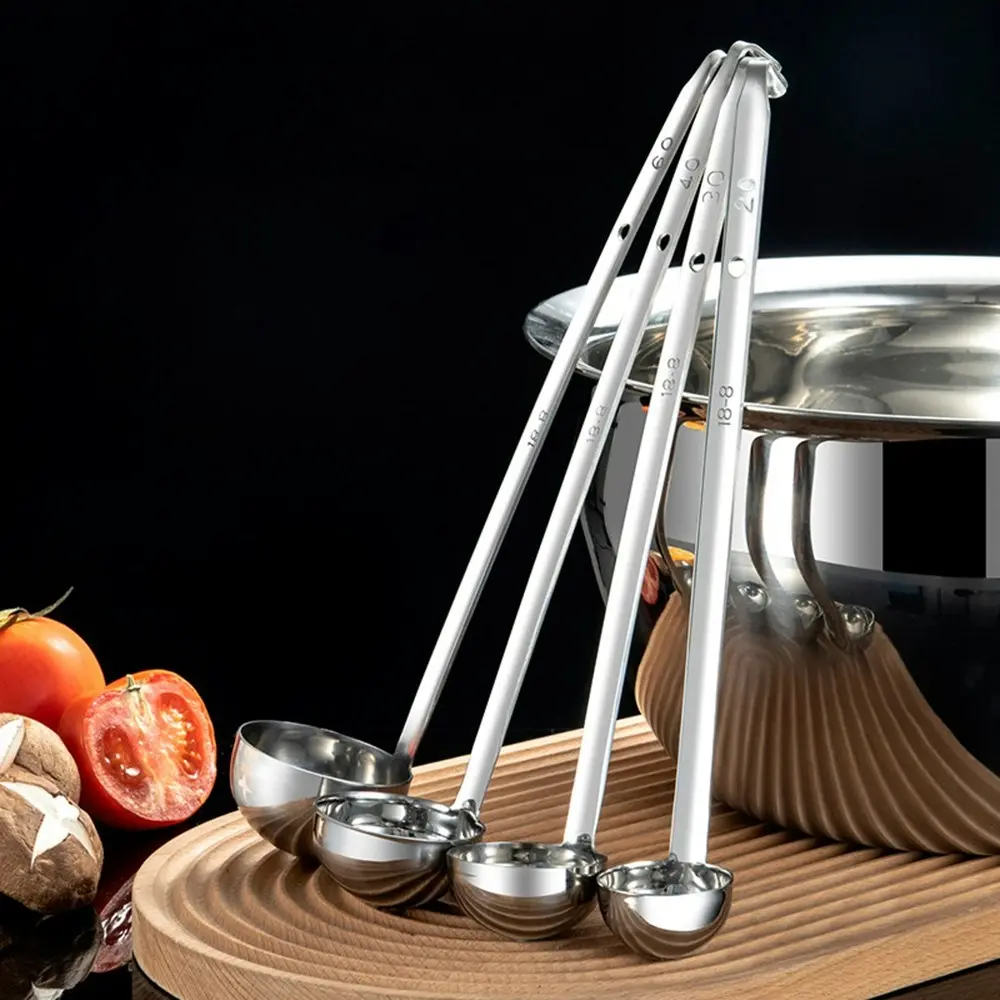 5 Ps Stainless Steel Ladle Soup Handle Ladle With Pouring Rim For Cooking Soup Sauce - Home & Garden
