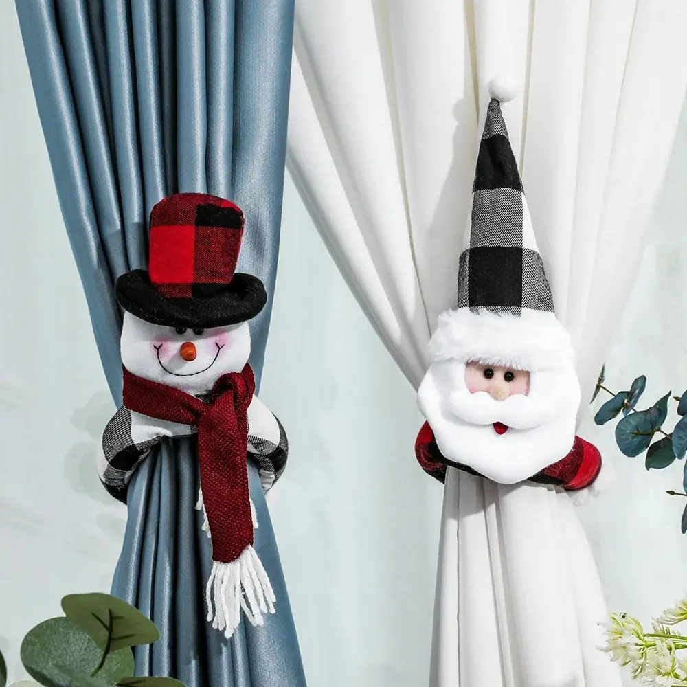 2Pcs Christmas Curtain Buckle Old Man Snowman Curtain Buckle Curtain Decoration - Home & Garden