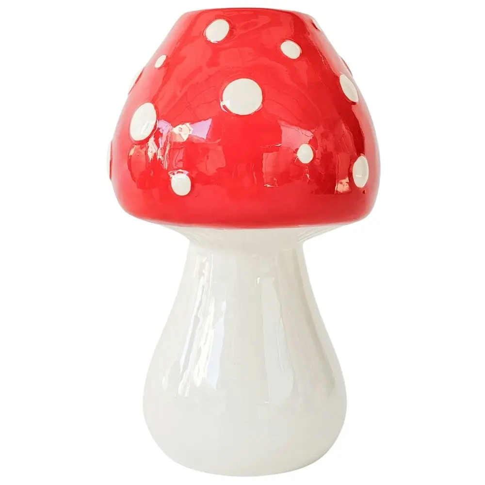 Urban Products Toadstool Ceramic Home Decor Decorative Flower Vase Red 19cm - Home & Garden